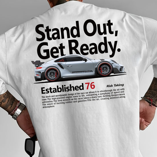 Cool Racing Car Men's Spring & Summer Fashion Print Comfortable Round Neck Casual Short Sleeved T-shirt