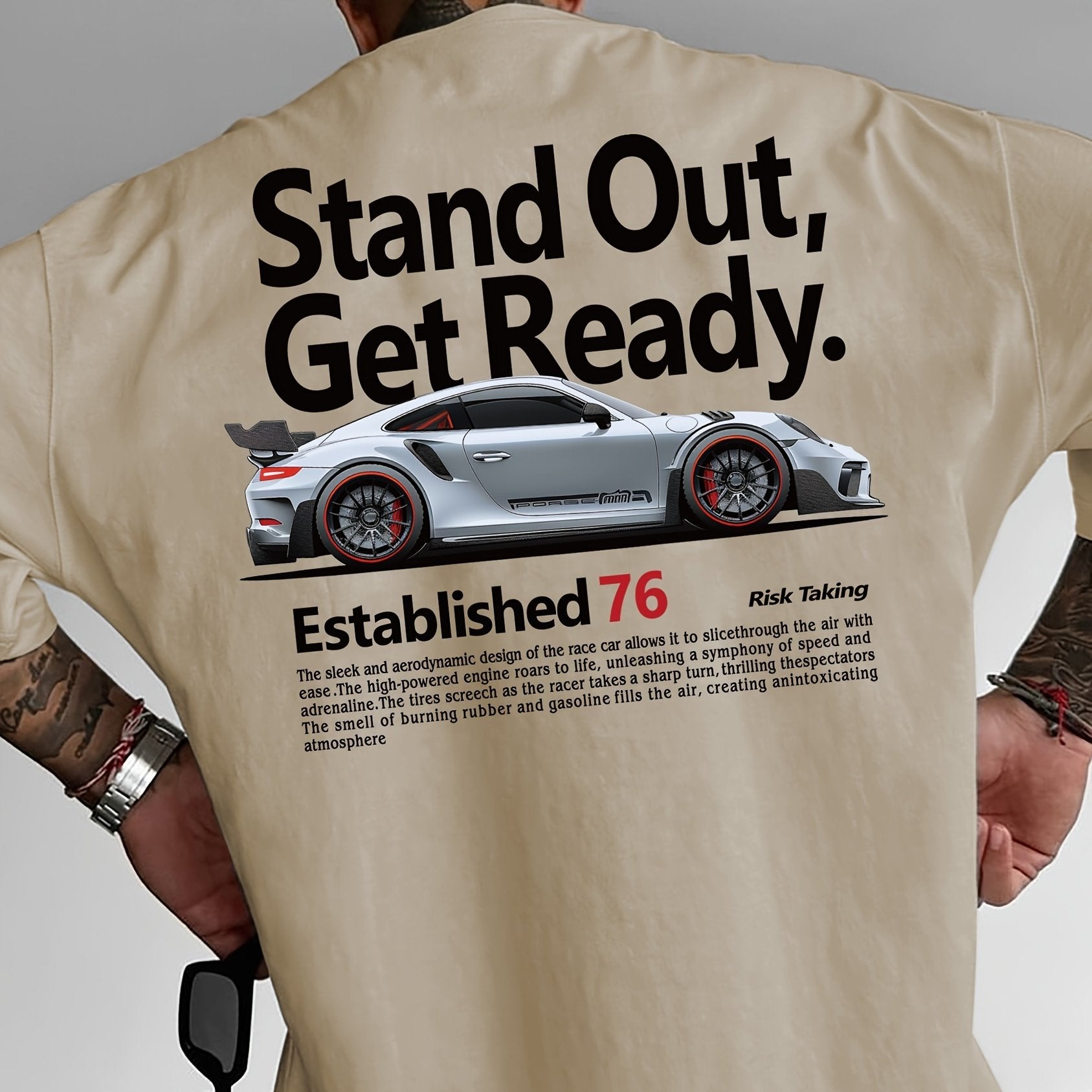 Cool Racing Car Men's Spring & Summer Fashion Print Comfortable Round Neck Casual Short Sleeved T-shirt