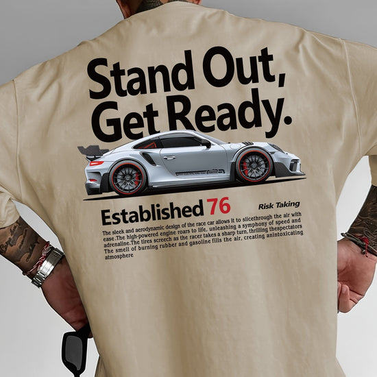 Cool Racing Car Men's Spring & Summer Fashion Print Comfortable Round Neck Casual Short Sleeved T-shirt