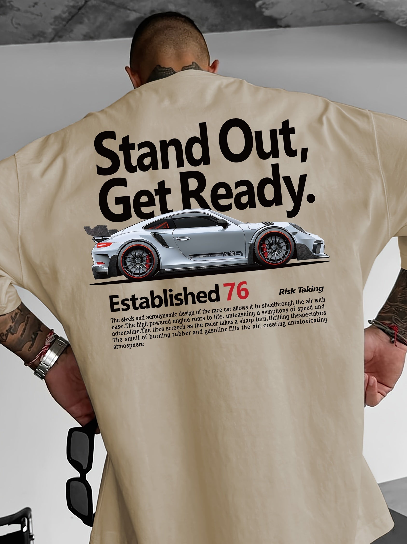 Cool Racing Car Men's Spring & Summer Fashion Print Comfortable Round Neck Casual Short Sleeved T-shirt