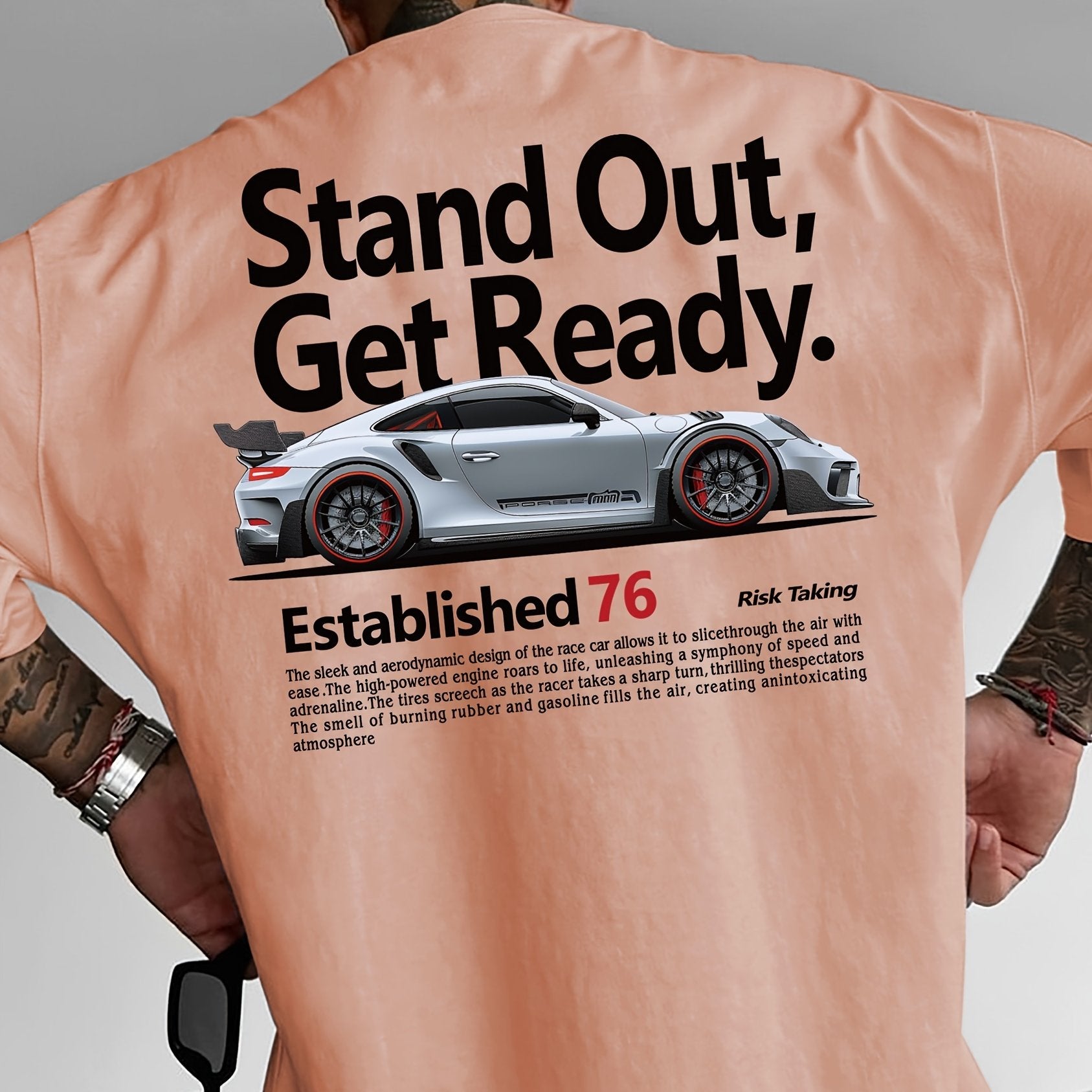 Cool Racing Car Men's Spring & Summer Fashion Print Comfortable Round Neck Casual Short Sleeved T-shirt