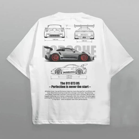 Pink Porsche 911 GT3 RS Graphic T-Shirt - White