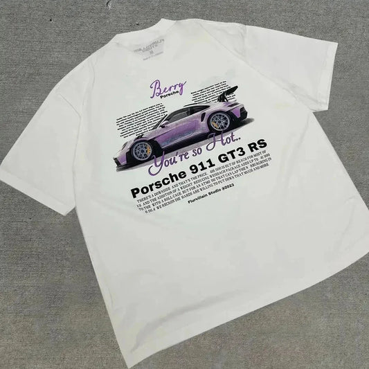 Pink Porsche 911 GT3 RS Graphic T-Shirt - Black