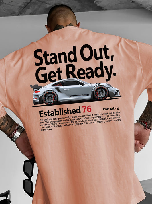 Cool Racing Car Men's Spring & Summer Fashion Print Comfortable Round Neck Casual Short Sleeved T-shirt